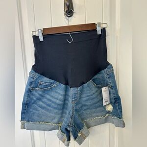 NWT Aglow Maternity Distressed Denim Jean Shorts Size 12